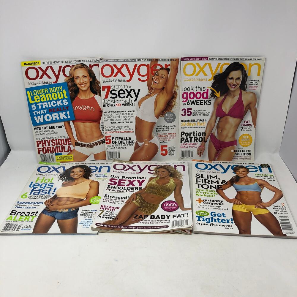 Lot of 6 Oxygen Magazine 2003-2007 Women's Fitness Fat Loss Flat Belly Diet